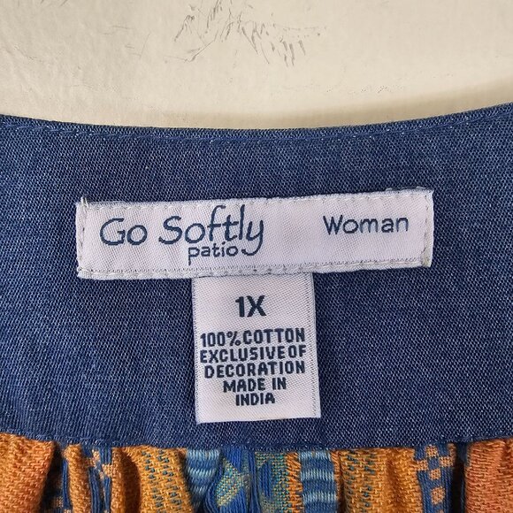 Go Softly Patio Dress 1X Southwestern Embroidered Pullover Pockets Boho Aztec - Picture 6 of 9